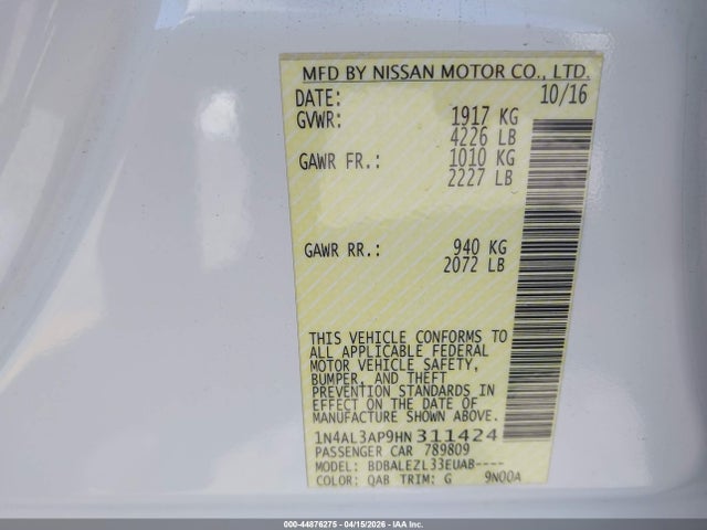 1N4AL3AP9HN311424 Nissan Altima 2.5 S