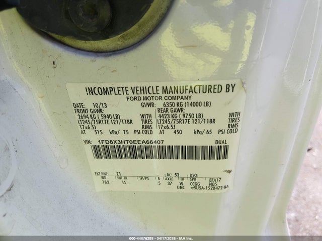 44876288 :رقم المزاد ، 1FD8X3HT0EEA66407 vin ، 2014 Ford F-350 Chassis Xl مزاد بيع
