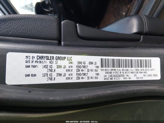 44876308 :رقم المزاد ، 1C4RJFAG2DC607878 vin ، 2013 Jeep Grand Cherokee Laredo مزاد بيع