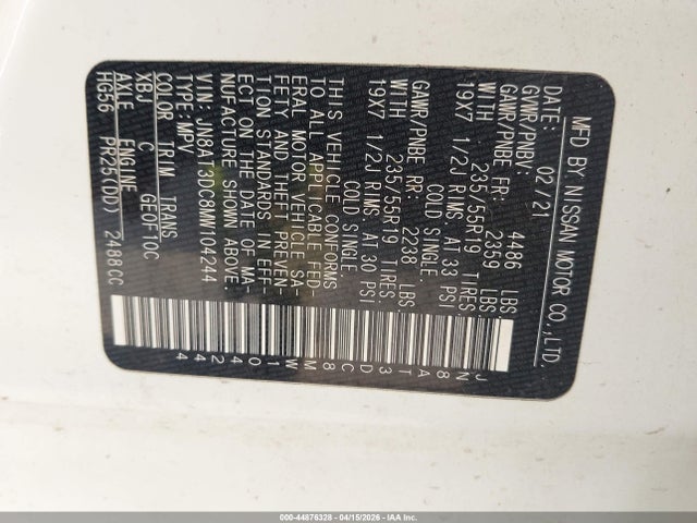 2021 NISSAN ROGUE JN8AT3DC8MW104244 Photo 8