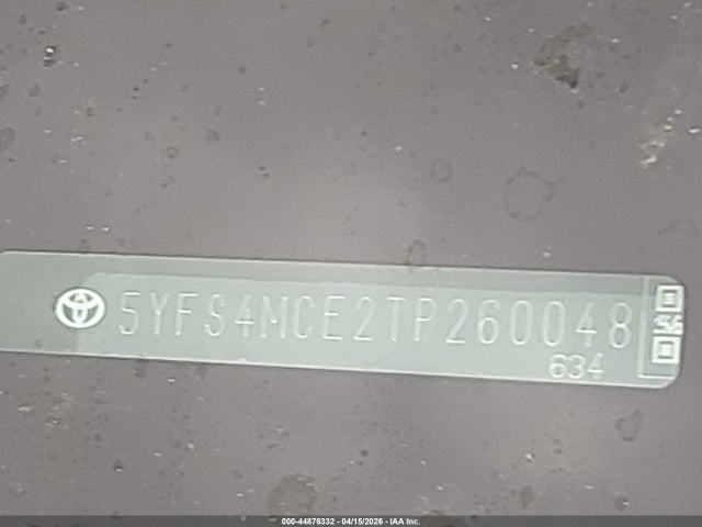 Aukcja sprzedaży 2026 Toyota Corolla Se, vin: 5YFS4MCE2TP260048, numer aukcji: 44876332