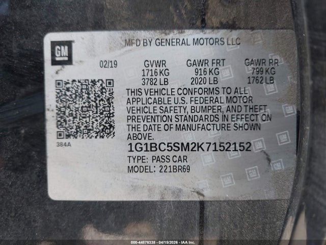 Chevrolet CRUZE LS 2019 1G1BC5SM2K7152152 Image 9