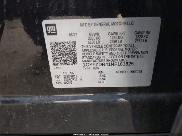 1GYFZDR41NF161825 Cadillac Xt4 Awd Premium Luxury