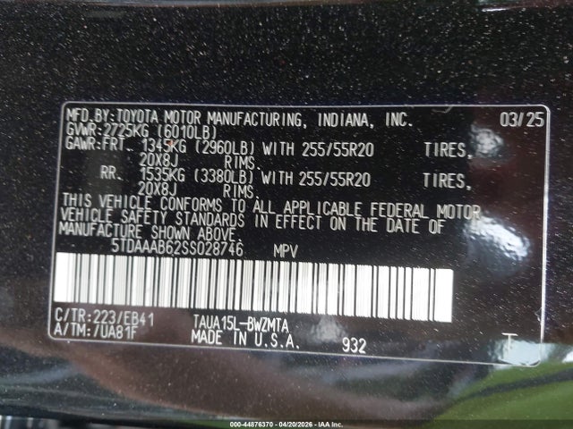 Продажа на аукционе авто 2025 Lexus Tx 350 Premium, vin: 5TDAAAB62SS028746, номер лота: 44876370