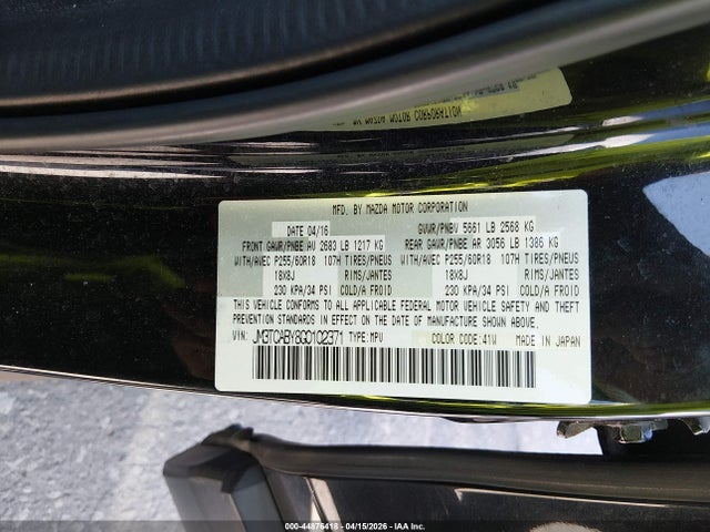 Продаж на аукціоні авто 2016 Mazda Cx-9 Sport, vin: JM3TCABY8G0102371, номер лоту: 44876418