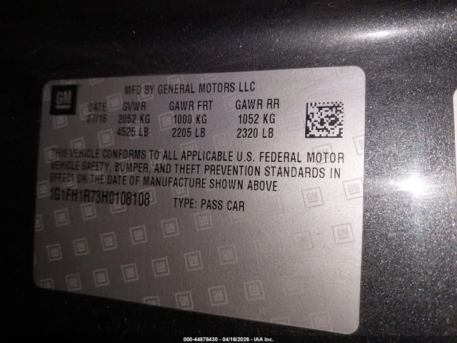 1G1FH1R73H0108108 Chevrolet CAMARO 2SS