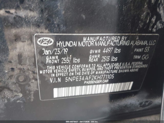 Продаж на аукціоні авто 2019 Hyundai Sonata Limited, vin: 5NPE34AF2KH771105, номер лоту: 44876437
