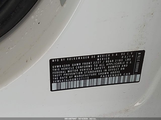 Продаж на аукціоні авто 2016 Volkswagen Jetta 1.8t Sel, vin: 3VWL07AJ0GM327113, номер лоту: 44876467