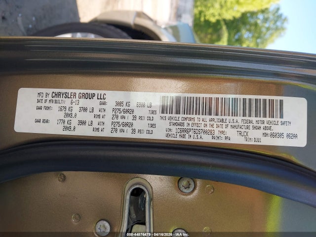 Продаж на аукціоні авто 2013 Ram 1500 Laramie Longhorn Edition, vin: 1C6RR6PT6DS700283, номер лоту: 44876479