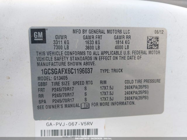 2012 Chevrolet Express 1500 Work Van მანქანა იყიდება აუქციონზე, vin: 1GCSGAFX6C1196037, აუქციონის ნომერი: 44876515