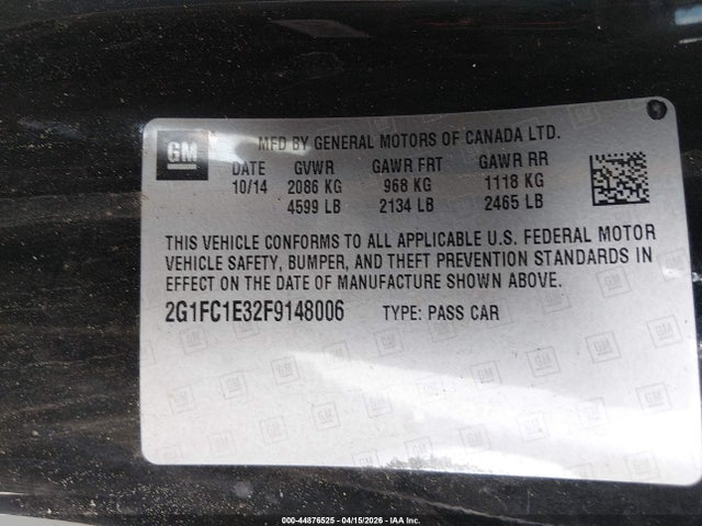 2G1FC1E32F9148006 Chevrolet Camaro 1lt