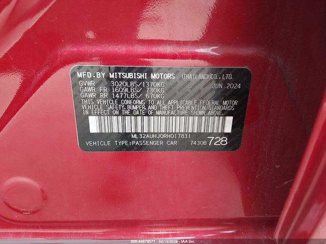 2024 MITSUBISHI MIRAGE ML32AUHJ0RH017831 Photo 8