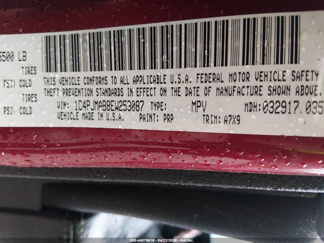2014 Jeep Cherokee Sport მანქანა იყიდება აუქციონზე, vin: 1C4PJMAB8EW253087, აუქციონის ნომერი: 44876616