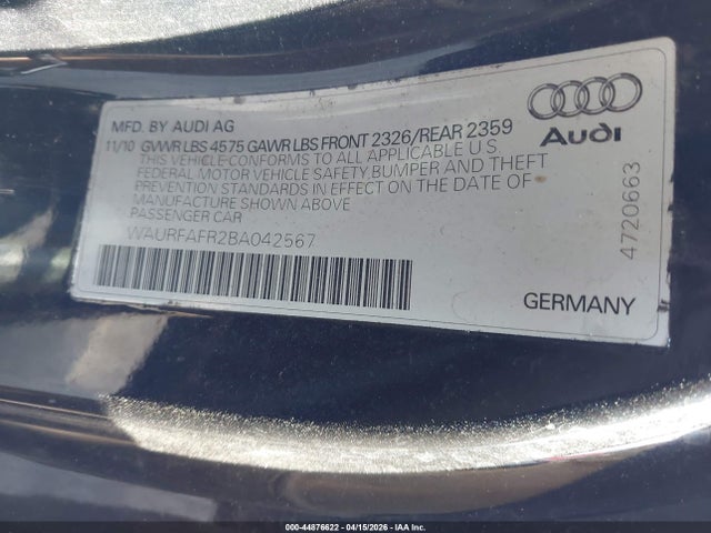 Aukcja sprzedaży 2011 Audi A5 2.0t Premium, vin: WAURFAFR2BA042567, numer aukcji: 44876622