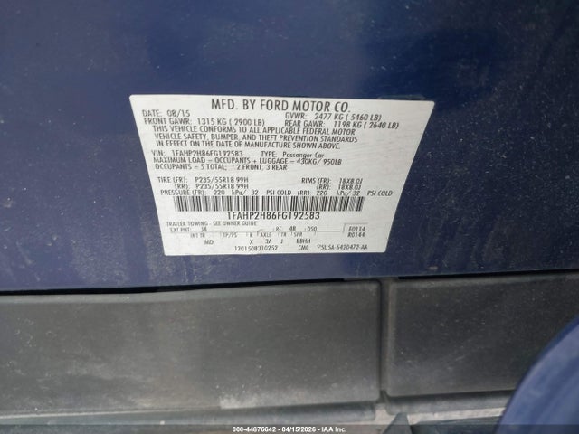Продаж на аукціоні авто 2015 Ford Taurus Sel, vin: 1FAHP2H86FG192583, номер лоту: 44876642