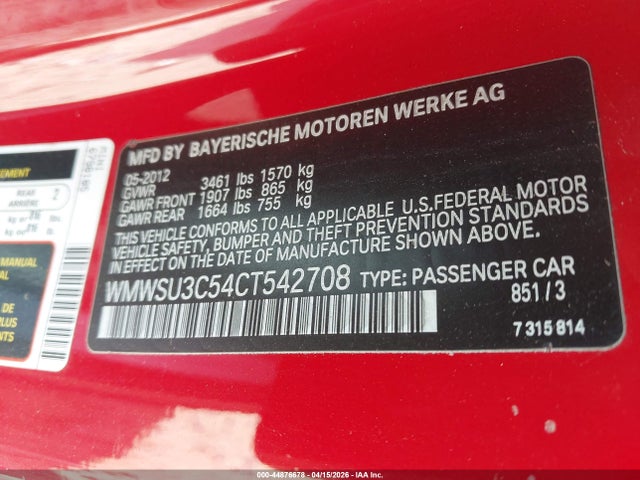 2012 MINI COOPER WMWSU3C54CT542708 Photo 8