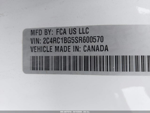 Продажа на аукционе авто 2025 Chrysler Pacifica Select, vin: 2C4RC1BG5SR600570, номер лота: 44876704