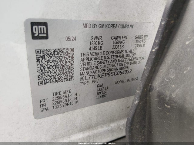 Aukcja sprzedaży 2025 Chevrolet Trax Fwd Activ, vin: KL77LKEP9SC054032, numer aukcji: 44876705