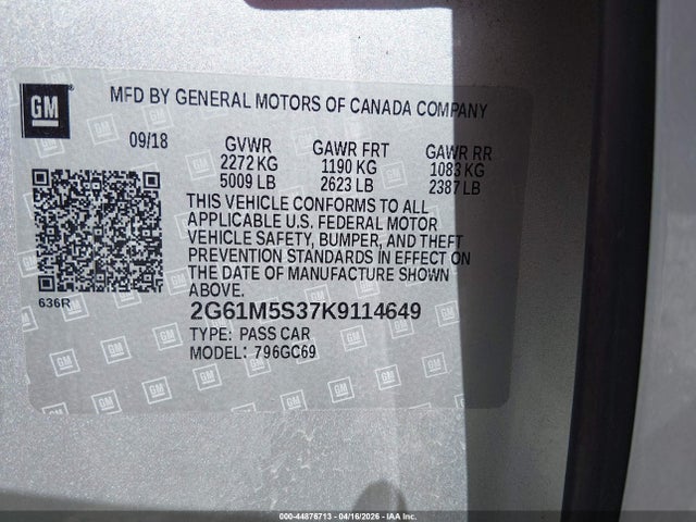 Продаж на аукціоні авто 2019 Cadillac Xts Luxury, vin: 2G61M5S37K9114649, номер лоту: 44876713