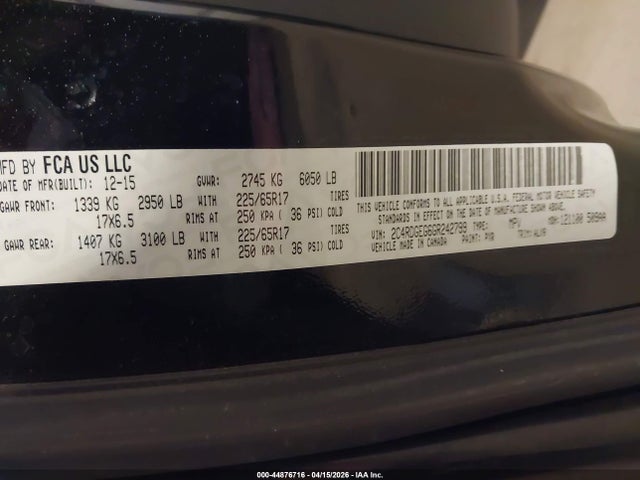Продажа на аукционе авто 2016 Dodge Grand Caravan R/t, vin: 2C4RDGEG6GR242799, номер лота: 44876716