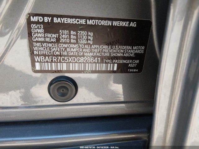 44876736 :رقم المزاد ، WBAFR7C5XDC828641 vin ، 2013 Bmw 535i مزاد بيع