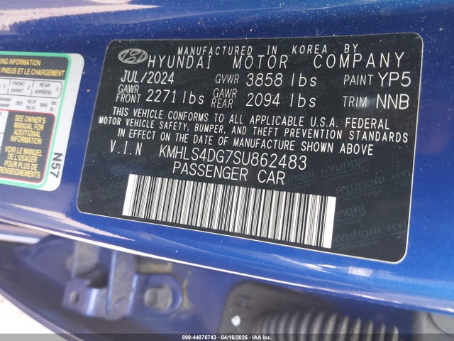 Продажа на аукционе авто 2025 Hyundai Elantra Sel Convenience, vin: KMHLS4DG7SU862483, номер лота: 44876743