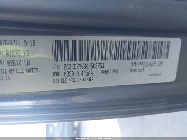 Продажа на аукционе авто 2019 Dodge Challenger Sxt, vin: 2C3CDZAG6KH503763, номер лота: 44876768