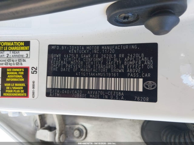 4T1G11AK4MU519161 Toyota CAMRY SE