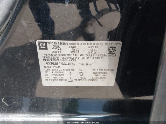 3GCPCREC7GG248099 Chevrolet Silverado 1500 1lt