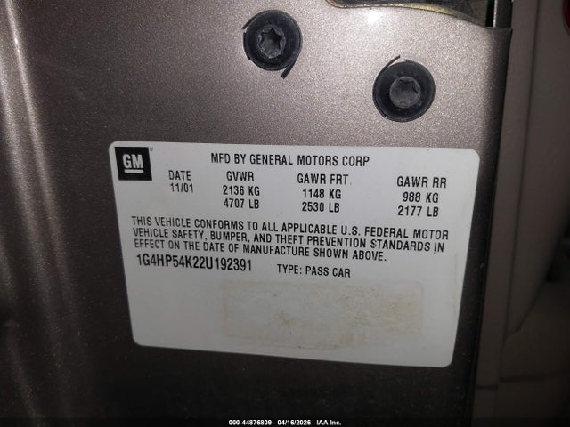 Продаж на аукціоні авто 2002 Buick Lesabre Custom, vin: 1G4HP54K22U192391, номер лоту: 44876809