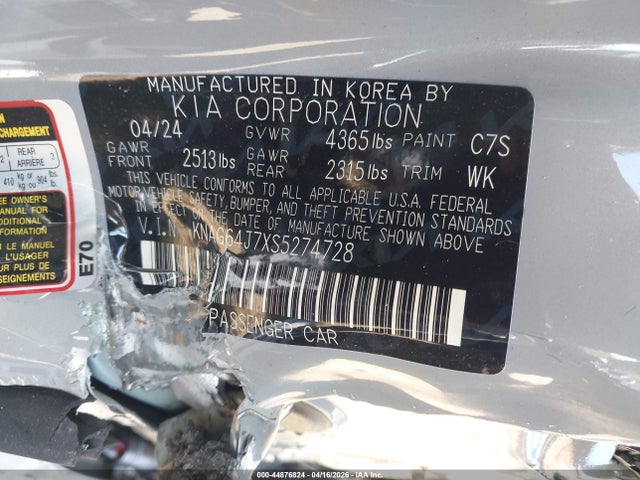 44876824 :رقم المزاد ، KNAG64J7XS5274728 vin ، 2025 Kia K5 Gt-line مزاد بيع
