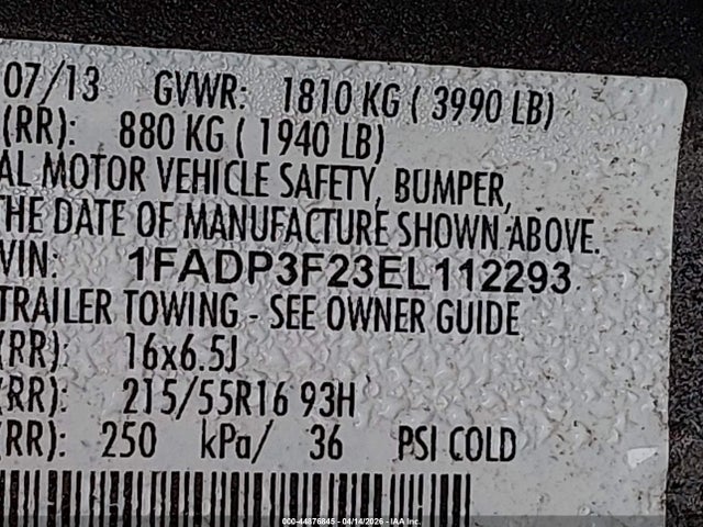 Ford FOCUS SE 2014 1FADP3F23EL112293 Image 9