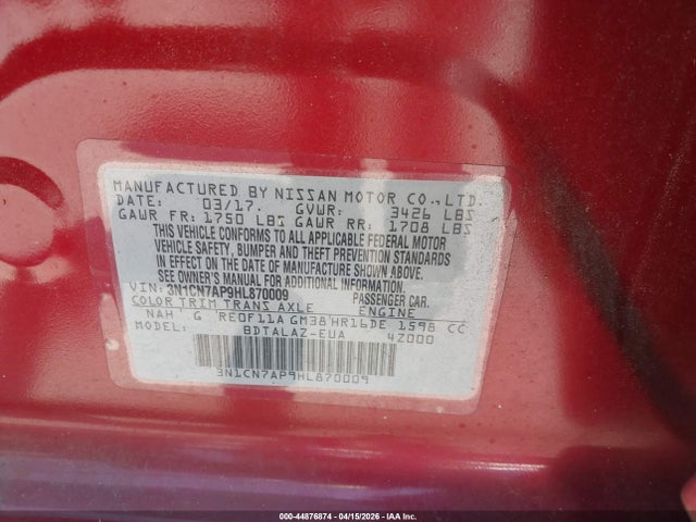 2017 NISSAN VERSA 3N1CN7AP9HL870009 Photo 8