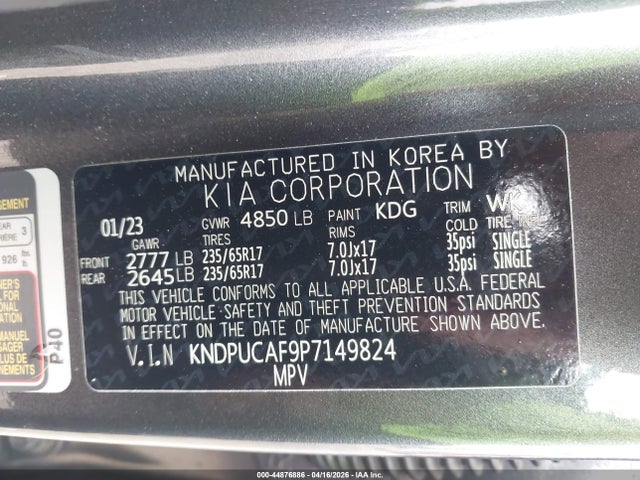 44876886 :رقم المزاد ، KNDPUCAF9P7149824 vin ، 2023 Kia Sportage Lx مزاد بيع