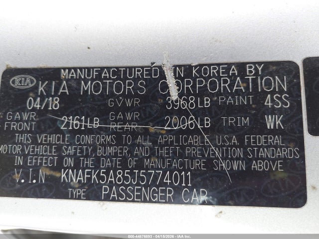 Продаж на аукціоні авто 2018 Kia Forte Lx, vin: KNAFK5A85J5774011, номер лоту: 44876893