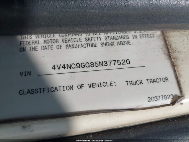 Aukcja sprzedaży 2005 Volvo Vn Vnl, vin: 4V4NC9GG85N377520, numer aukcji: 44876898