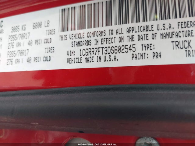 Продаж на аукціоні авто 2013 Ram 1500 Tradesman, vin: 1C6RR7FT3DS602545, номер лоту: 44876905