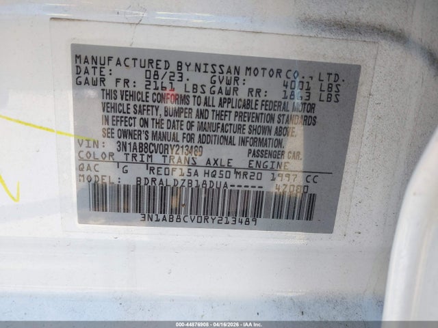 Продажа на аукционе авто 2024 Nissan Sentra Sv Xtronic Cvt, vin: 3N1AB8CV0RY213489, номер лота: 44876908