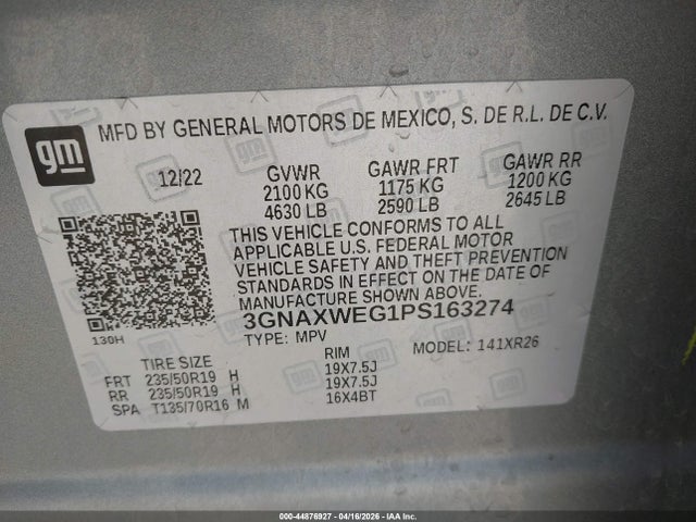 Chevrolet Equinox Awd Rs 2023 3GNAXWEG1PS163274 Image 9