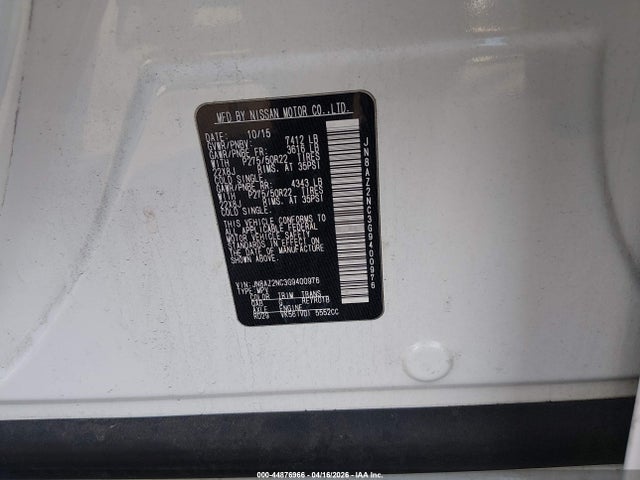 Aukcja sprzedaży 2016 Infiniti Qx80, vin: JN8AZ2NC3G9400976, numer aukcji: 44876966