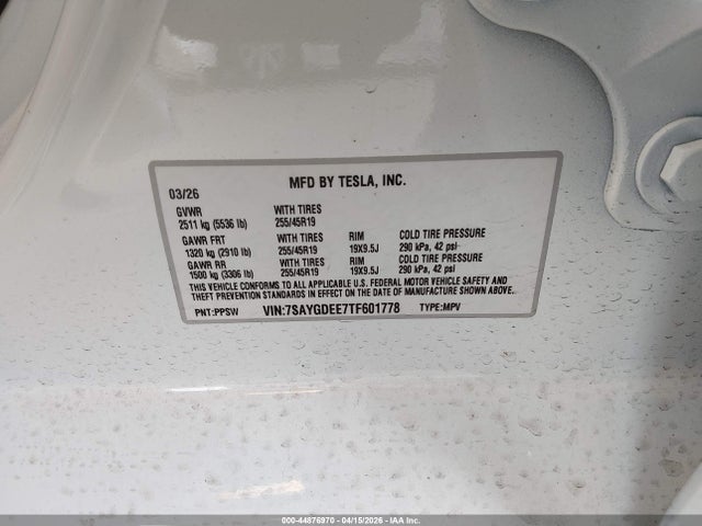 7SAYGDEE7TF601778 Tesla Model Y All-wheel Drive/long Range Launch Series/premium All-wheel Drive