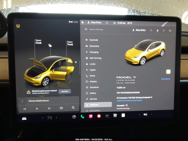 Aukcja sprzedaży 2022 Tesla Model Y Long Range Dual Motor All-wheel Drive, vin: 7SAYGDEE3NA015093, numer aukcji: 44876984