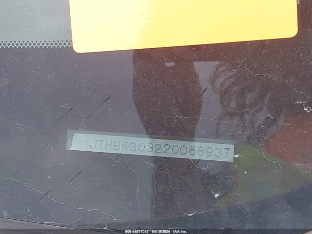 44877047 :رقم المزاد ، JTHBF30G220068937 vin ، 2002 Lexus Es 300 مزاد بيع