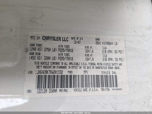 Продаж на аукціоні авто 2008 Jeep Liberty Sport, vin: 1J8GN28K78W201932, номер лоту: 44877055