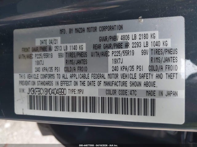 Продажа на аукционе авто 2021 Mazda Cx-5 Carbon Edition Turbo, vin: JM3KFBCY8M0404990, номер лота: 44877058