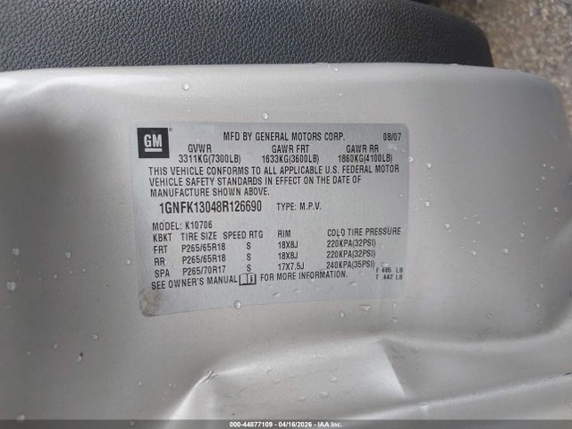 2008 CHEVROLET TAHOE 1gnfk13048r126690 Photo 8