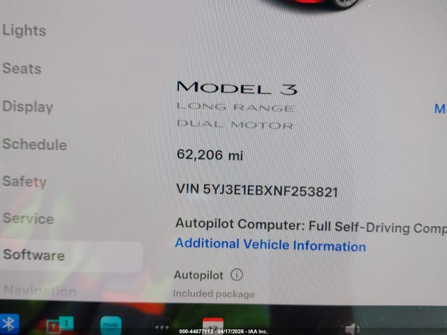 Aukcja sprzedaży 2022 Tesla Model 3 Long Range Dual Motor All-wheel Drive, vin: 5YJ3E1EBXNF253821, numer aukcji: 44877113
