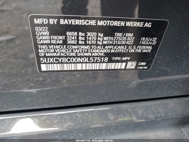5UXCY8C00N9L57518 BMW X6 M50i