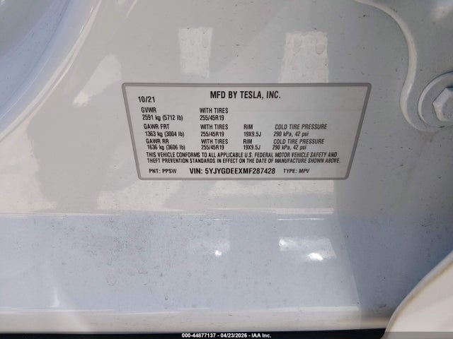 5YJYGDEEXMF287428 Tesla Model Y Long Range Dual Motor All-wheel Drive