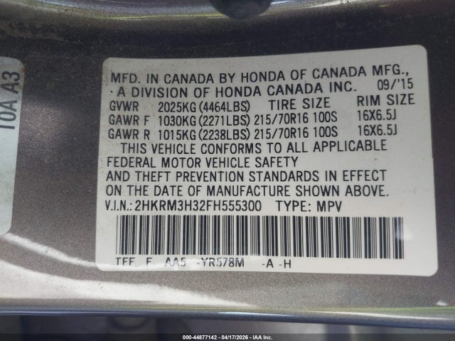 Honda CR-V LX 2015 2HKRM3H32FH555300 Image 9